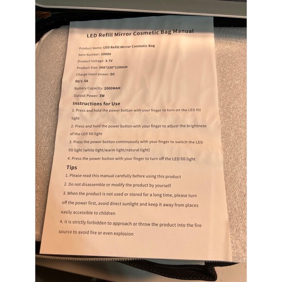 LED mirror cosmetic case - black NEW - Picture 4 of 11